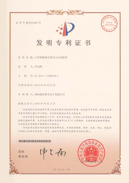 立体图像视差调节方法和装置